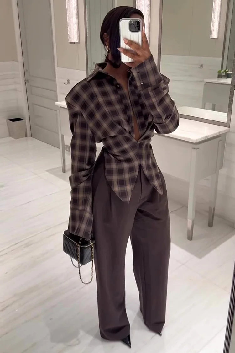 "Rebel Nights" Plaid Blouse